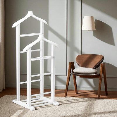 Valet de chambre double - bois blanc, vide-poches SITIA PIER IMPORT
