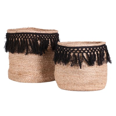 Ensemble De 2 Paniers Jute Tressage Noir DECORATIE