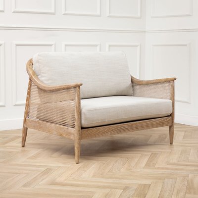 Remi Curve Rattan Linen Accent Sofa VOYAGE MAISON