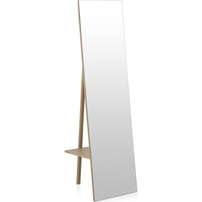 Miroir sur pied en bois naturel avec étagère pratique RECOLLECTION