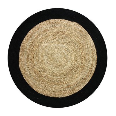 Tapis rond en jute et coton bande e THE DECO FACTORY