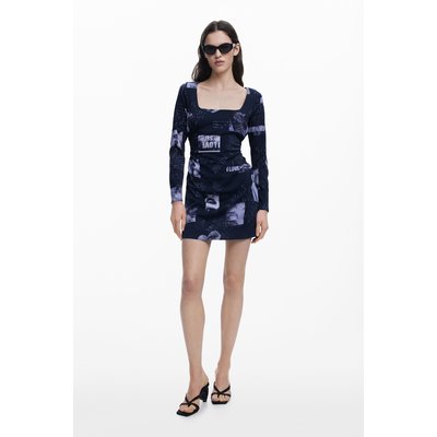 Desigual - Robe à col carré avec motifs de cartes postales DESIGUAL