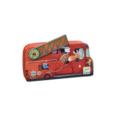 Puzzle silhouette Le camion de pompier 16 pièces DJECO