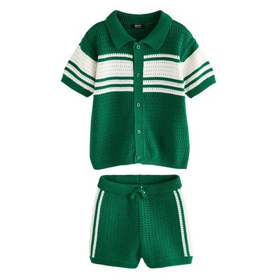 Polo en maille texturée et col à revers short NEXT