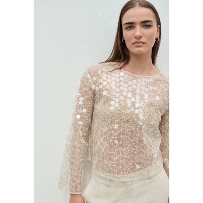 Haut manches longues transparent à sequins NEXT