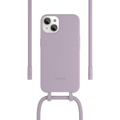 Coque avec cordon iPhone 14 Plus Tour de cou lila WOODCESSORIES