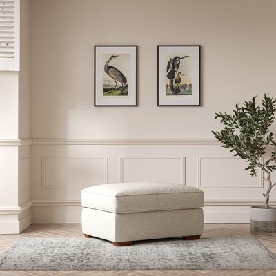 Florence Woven Footstool with Dark Brown Wood Legs SO'HOME