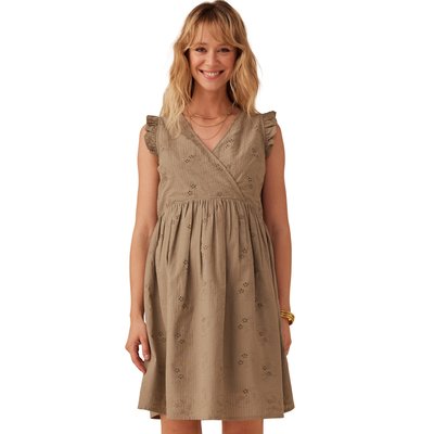Robe courte grossesse en broderie anglaise manches volantées ENVIE DE FRAISE