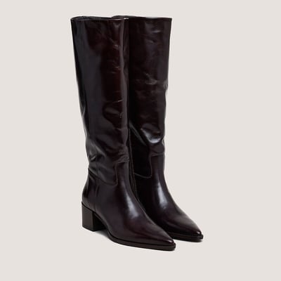 Bottes pointues à talons, en cuir, PRIERE JONAK