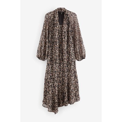 Robe mi-longue asymétrique à manches longues NEXT