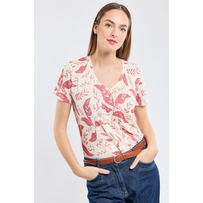 T-shirt col V imprimé en lin ARMOR-LUX