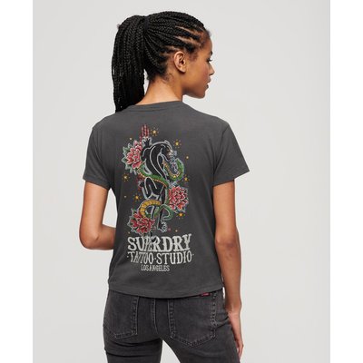 T-shirt ajusté à strass effet tatouage SUPERDRY