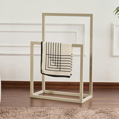 Porte-serviettes sur pied - 2 barres taupe, style design SFAX PIER IMPORT