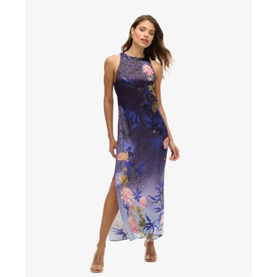 Robe longue imprimée en satin SUPERDRY
