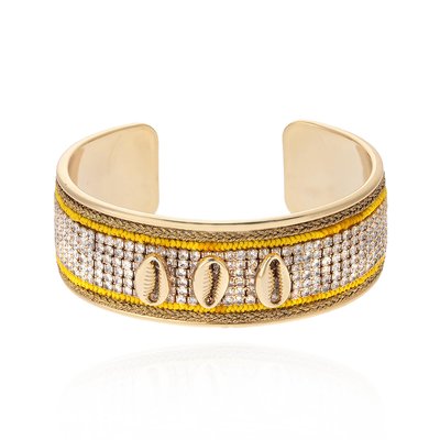 Bracelet jonc ajustable avec coquillages et strass DIADEMA HIPANEMA