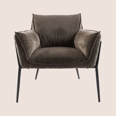 Fauteuil à accoudoirs pieds métal et velours - ROXANE HELLIN, DEPUIS 1862