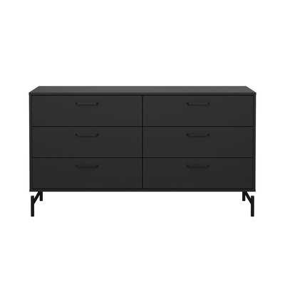 Commode 6 tiroirs noir mat pieds métal L139 cm - BORA CALICOSY