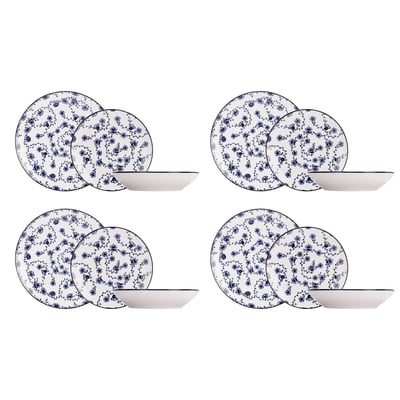 Service de Table en porcelaine 12 pièces, FLOR AZUL COSY&TRENDY