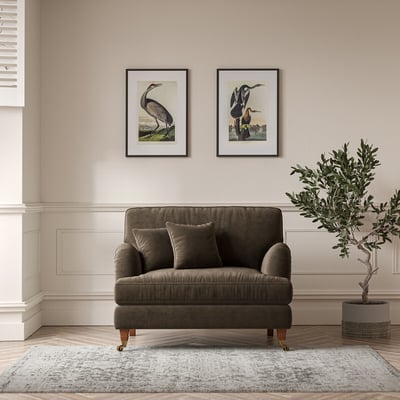 Emeline Textured Velvet Snuggle Chair with Castor Legs ÉDITÉ