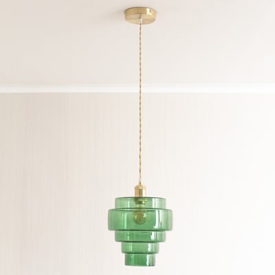 Lora Pendant Light with Glass 5-Tier Shade in Brushed Gold SO'HOME