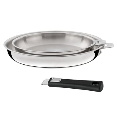 Série de 2 poêles 20/24 cm inox et poignée noire - CUISINOX