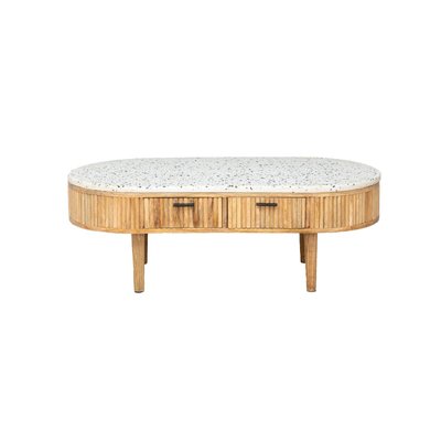 Table basse en terrazzo et bois de manguier  AMBRINE MADE IN MEUBLES 