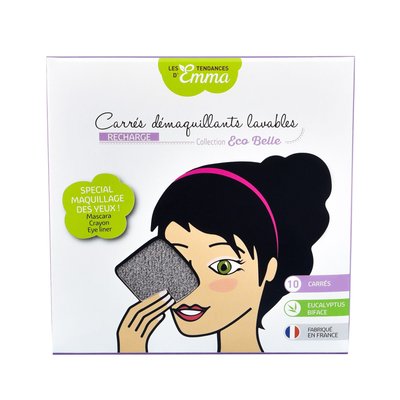 RECHARGE  10 carrés démaquillants lavables Eucalyptus gris LES TENDANCES D EMMA