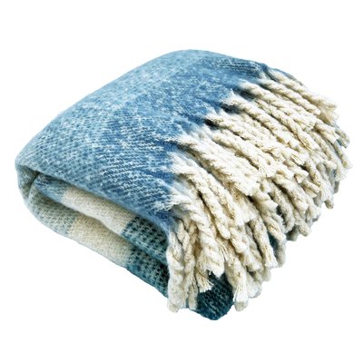 Plaid aspect mohair à franges torsadées TOISON D OR
