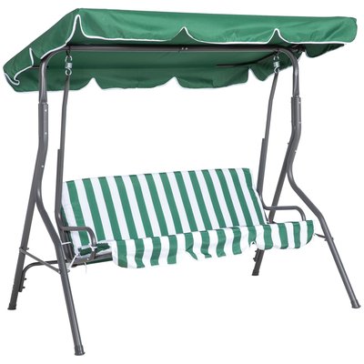 Balancelle de jardin 3 places avec coussins gris blanc vert OUTSUNNY