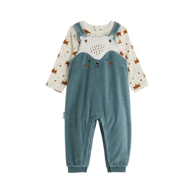 Ensemble salopette bébé en velours côtelé et t-shirt Ginkgo PETIT BEGUIN