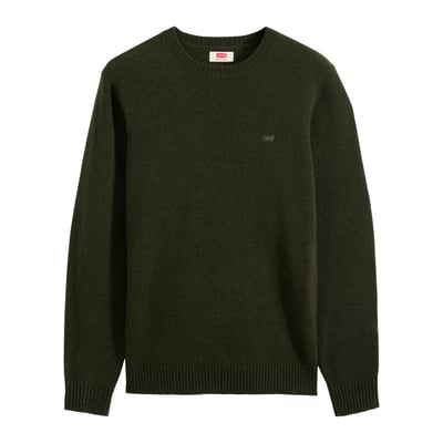 Pull en laine mélangée kaki à coupe ajustée pourvu d'un col rond LEVI'S
