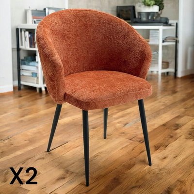 Chaise dossier rond tissu terracotta (lot de 2) IENA PIER IMPORT