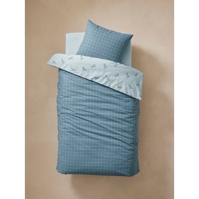 Parure housse de couette + taie d'oreiller essentiels Réversible CARREAUX VELOS, avec coton recyclé VERTBAUDET