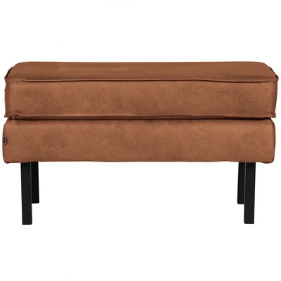 Pouf cuir recyclé et repose-pieds en fer RODEO BEPUREHOME