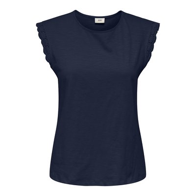 T-shirt girocollo, maniche in pizzo JDY