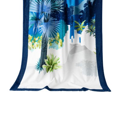 Drap de plage velours de coton NAOUSSA CARRE BLANC