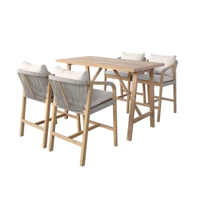 Table haute de jardin bois d'acacia + 4 assises PALOMA SWEEEK