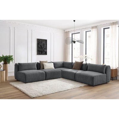 Canapé modulable 5 places en tissu texturé, JEANNE BOBOCHIC