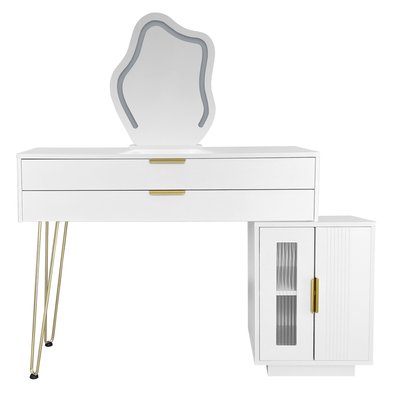 Coiffeuse table de maquillage avec 2 tiroirs et 2 portes, RAULE MEUBLES COSY