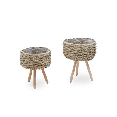 Set of 2 Natural Basket Planters SO'HOME