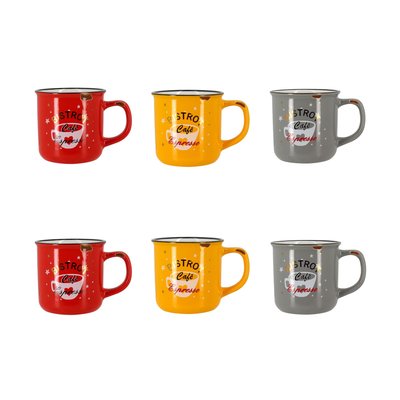 Lot de 6 mugs en grès 33cl, CAFETARIA NOVASTYL