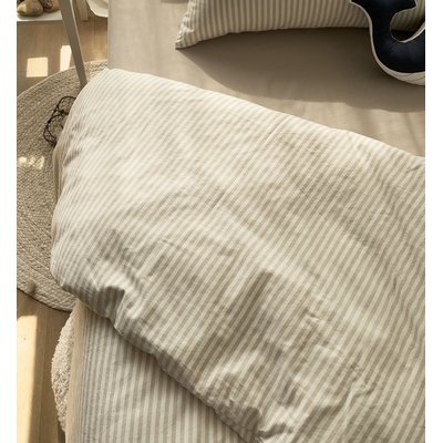 Housse de couette 1 personne Percale de Coton Bio RAYÉ KADOLIS