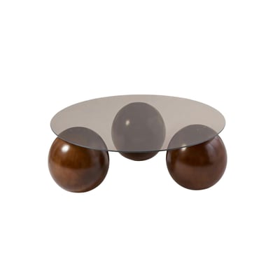 Table basse ronde en verre pieds boules KOCHI PIER IMPORT