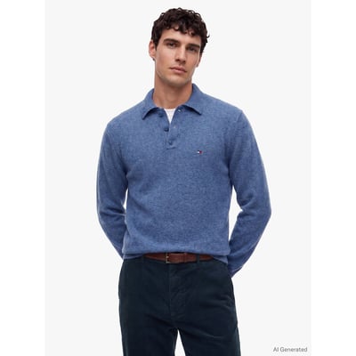 Trui met geknoopte kraag, van wol TOMMY HILFIGER