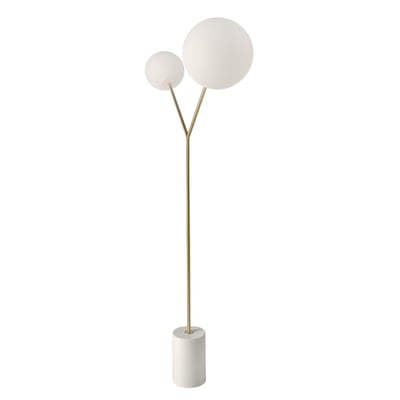 Lampadaire en marbre blanc, acier doré et verre blanc ANGEL CERDA