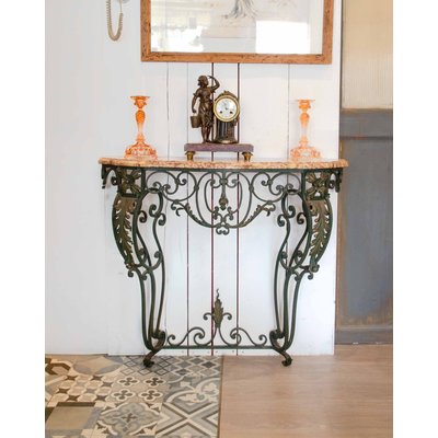 Console en marbre et fer forgé Hanna N°1351 - Bon état DEBONGOUT