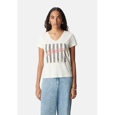 Short-Sleeved V-Neck Printed T-Shirt IKKS