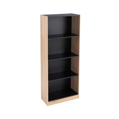 Étagère Bibliothèque Basse Bois et Noir WADIGA