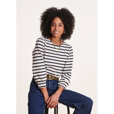 T-shirt marinière en coton manches 3/4 col rond LA FEE MARABOUTEE