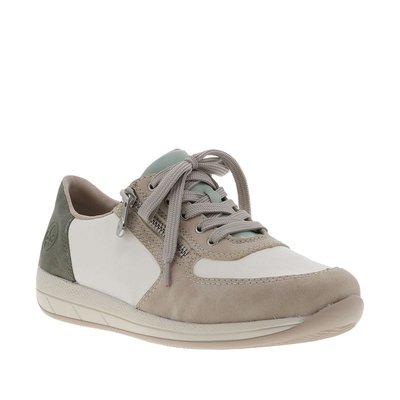Sneakers kaki à talon plat avec des lacets plats et un zip latéral RIEKER